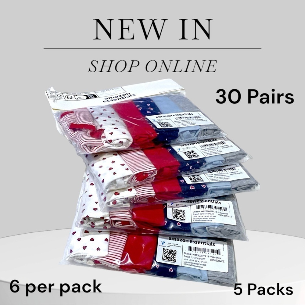 Amazon Essentials Triangle Bikini Briefs Multi-Pack, Size XL 5pk 30 pairs NWT